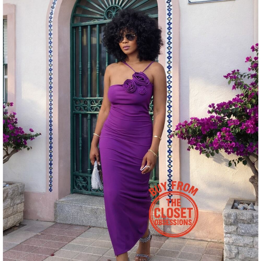 MANGO Purple One Shoulder Midi Dress NWT Wedding Guest Formal Dress